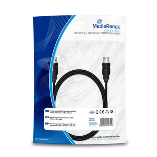 Καλώδιο USB 2.0 Extension MediaRange AM/AF 1.8M Μαύρο (MRCS154) - 1