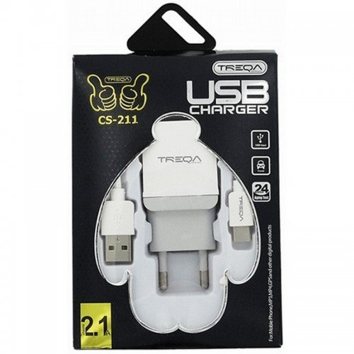 Φορτιστής Κινητού Λευκός Treqa Lightning Cable & USB (CS-211) - 1